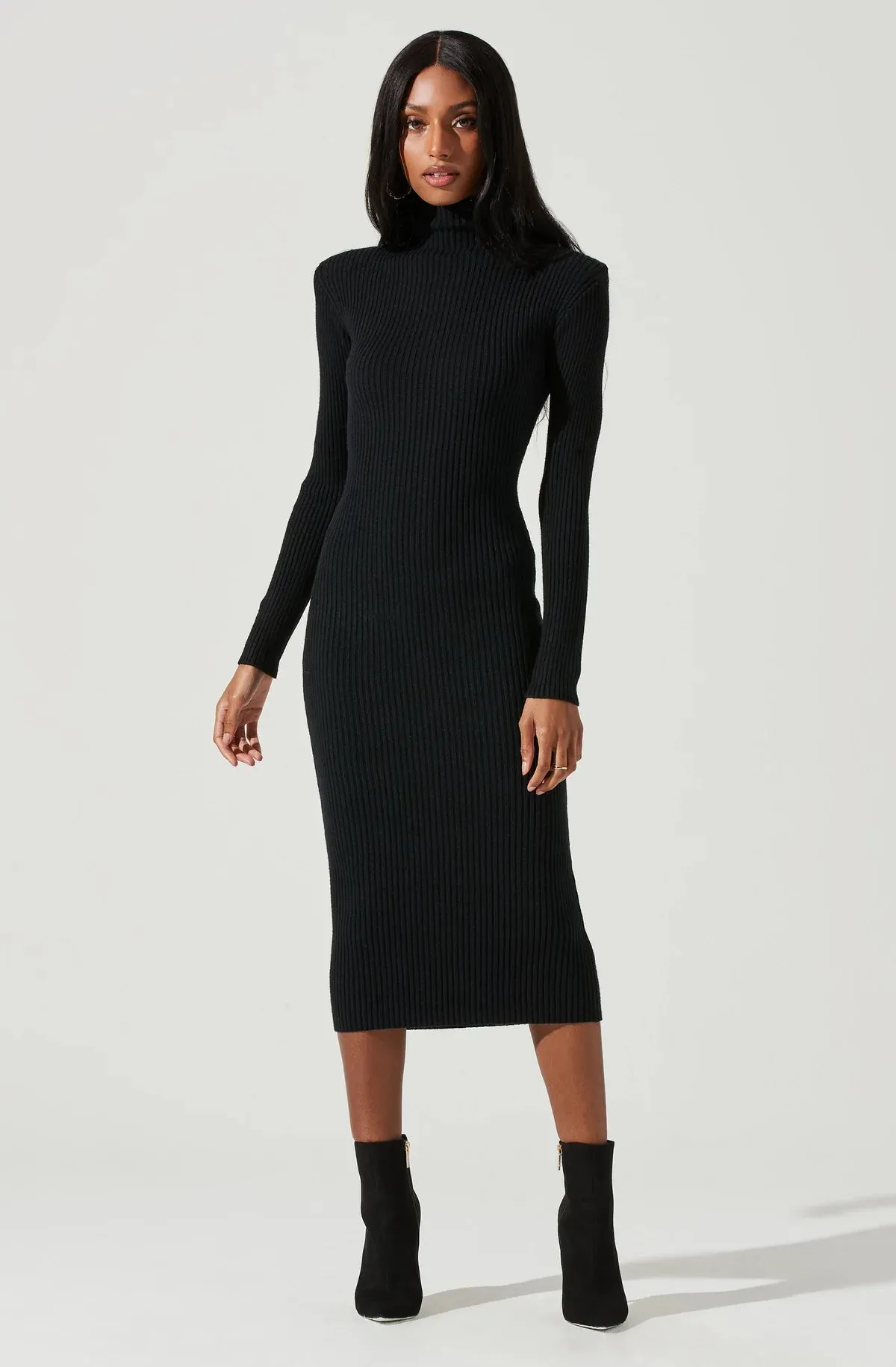 ABILENE LONG SLEEVE TURTLENECK SWEATER MIDI DRESS