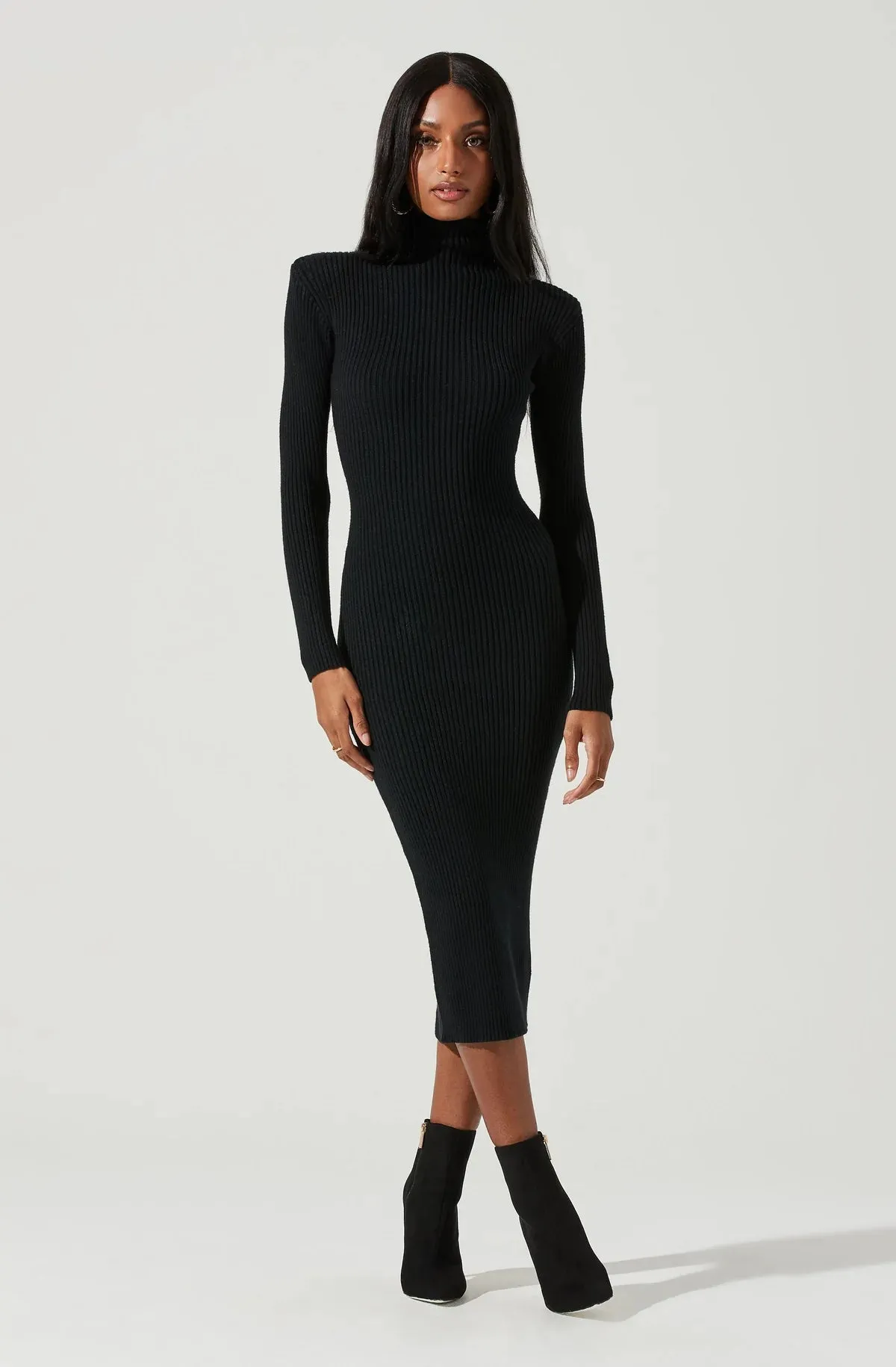 ABILENE LONG SLEEVE TURTLENECK SWEATER MIDI DRESS