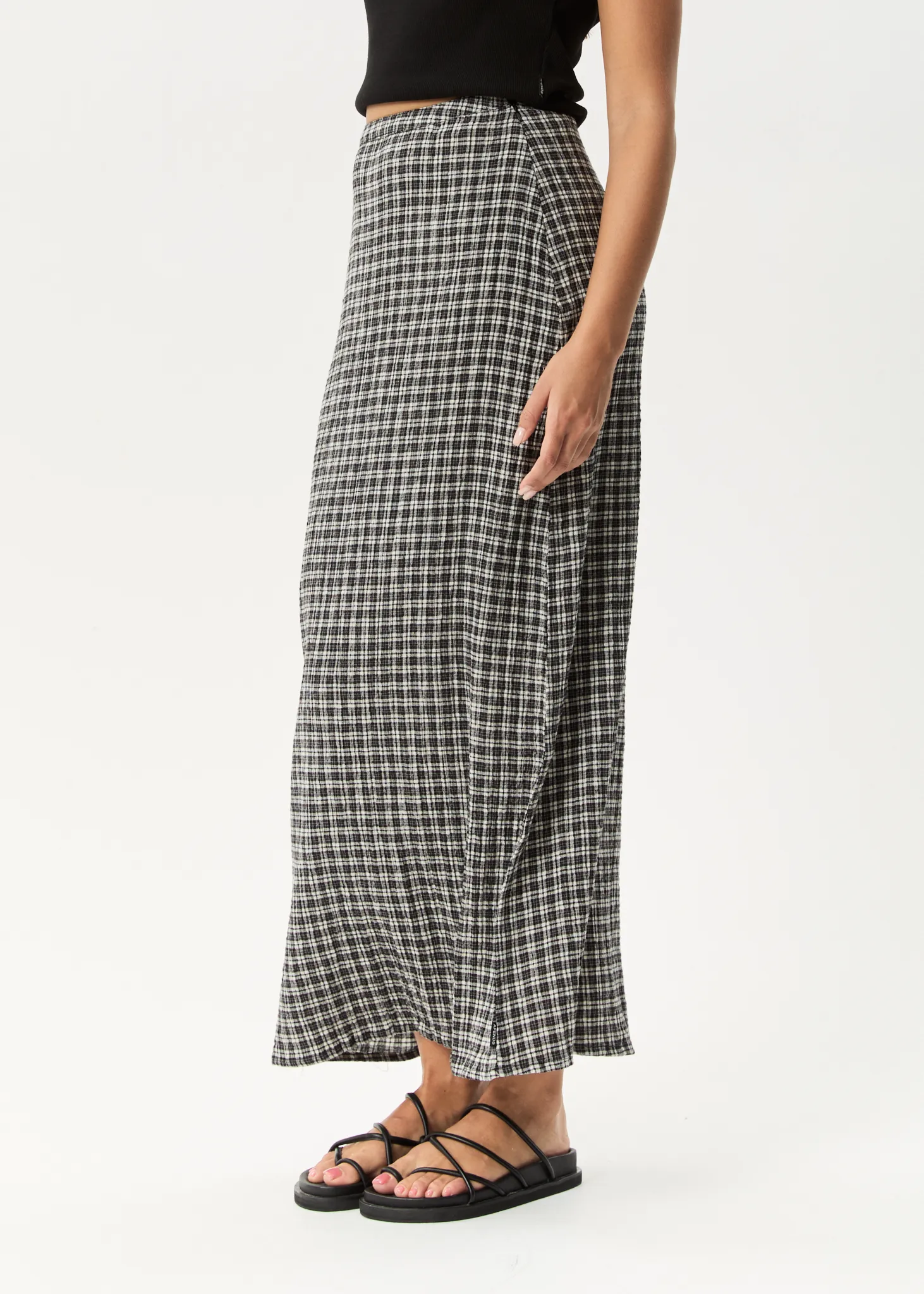 AFENDS Womens Asta Base - Seersucker Check Skirt - Steel Check