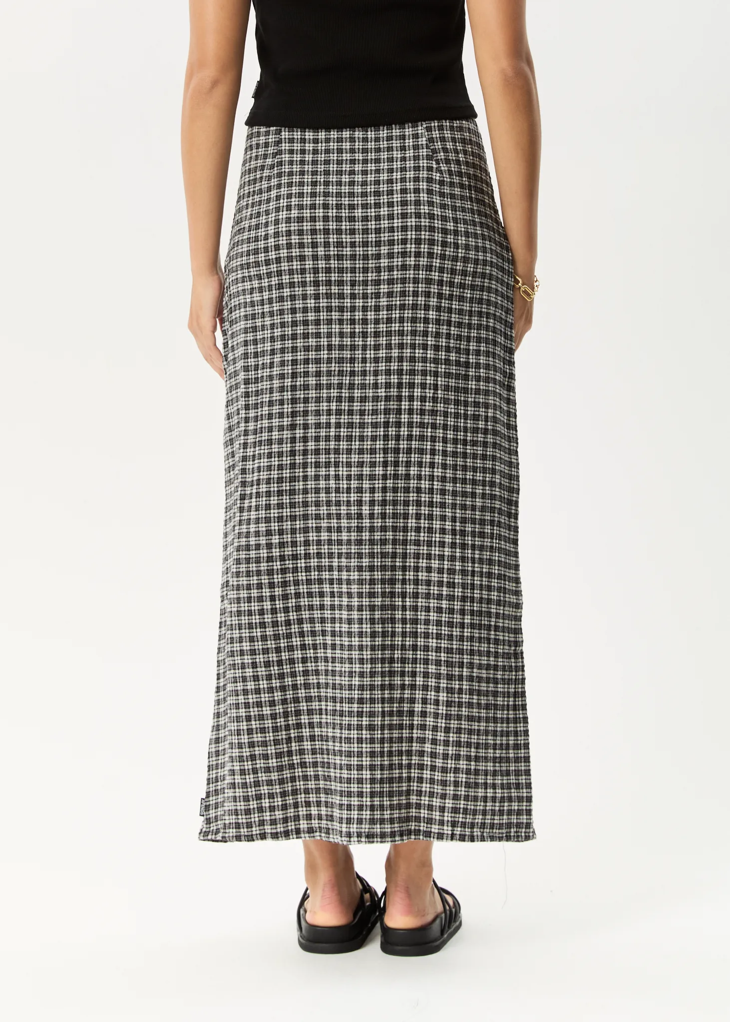 AFENDS Womens Asta Base - Seersucker Check Skirt - Steel Check