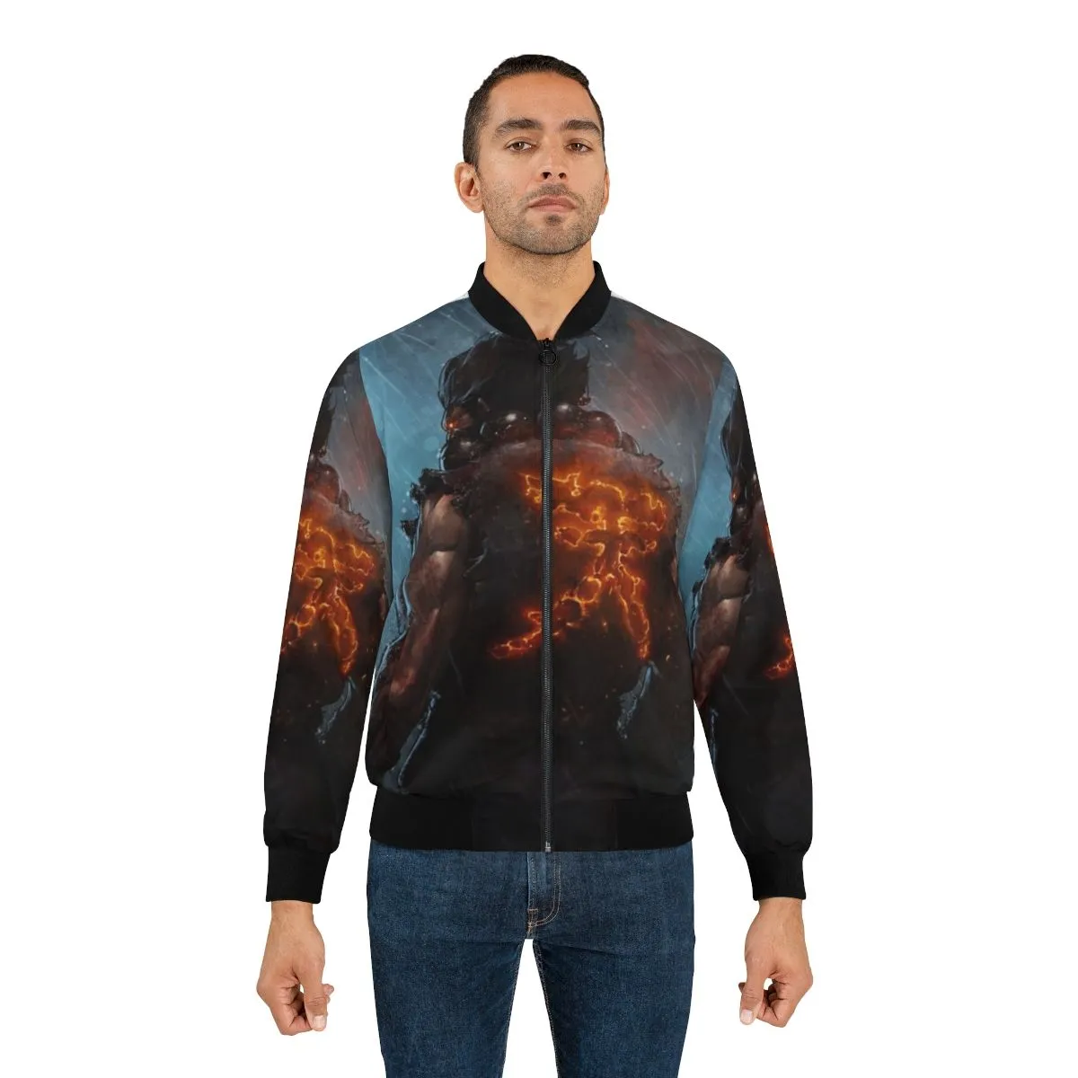 Akuma Street Fighter Bomber Jacket with Kanji Design