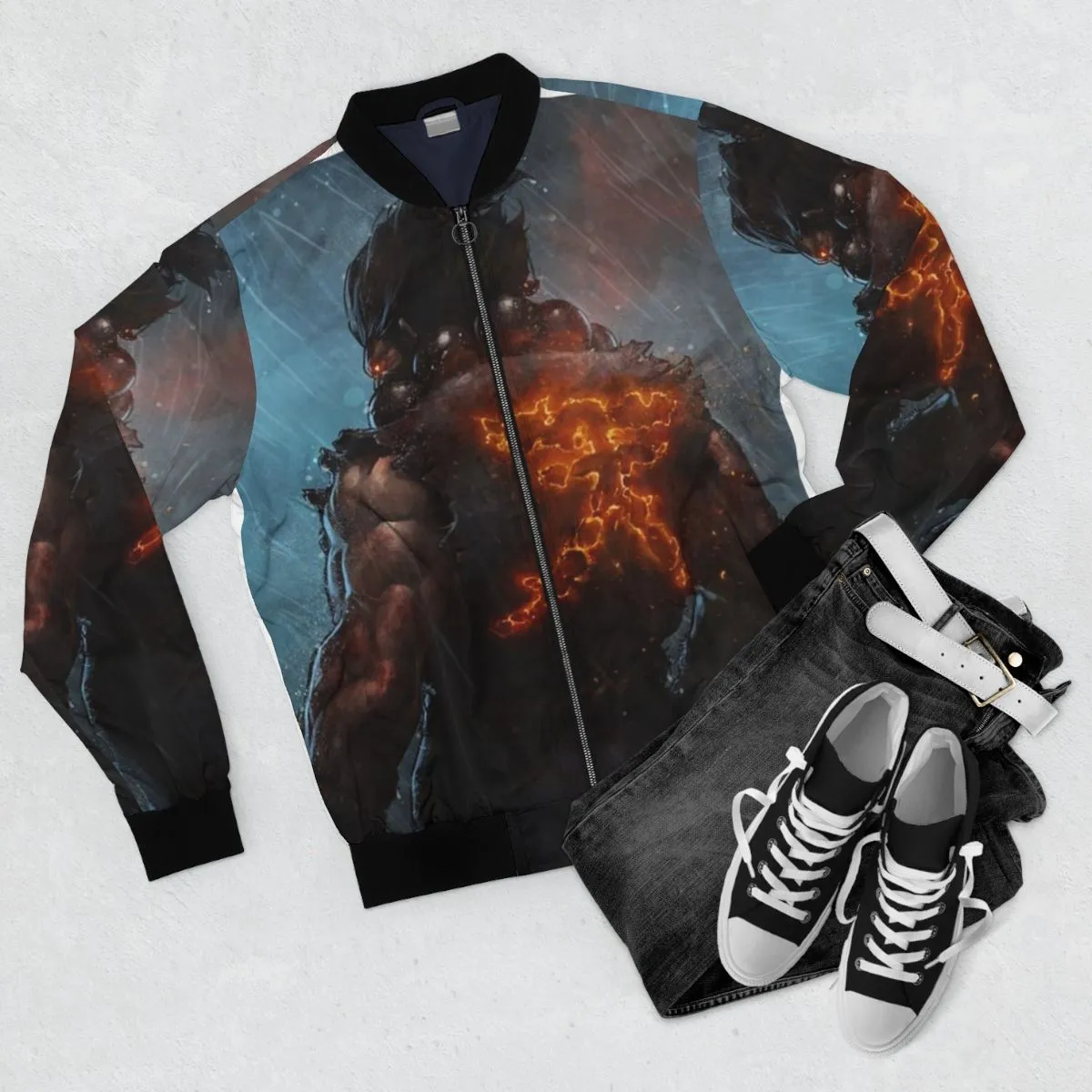 Akuma Street Fighter Bomber Jacket with Kanji Design