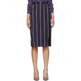 Altuzarra Monroe Navy and Red Striped Wool Pencil Skirt - 12