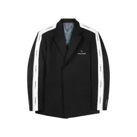 Black Color Blocking Strap Single Breasted Suit