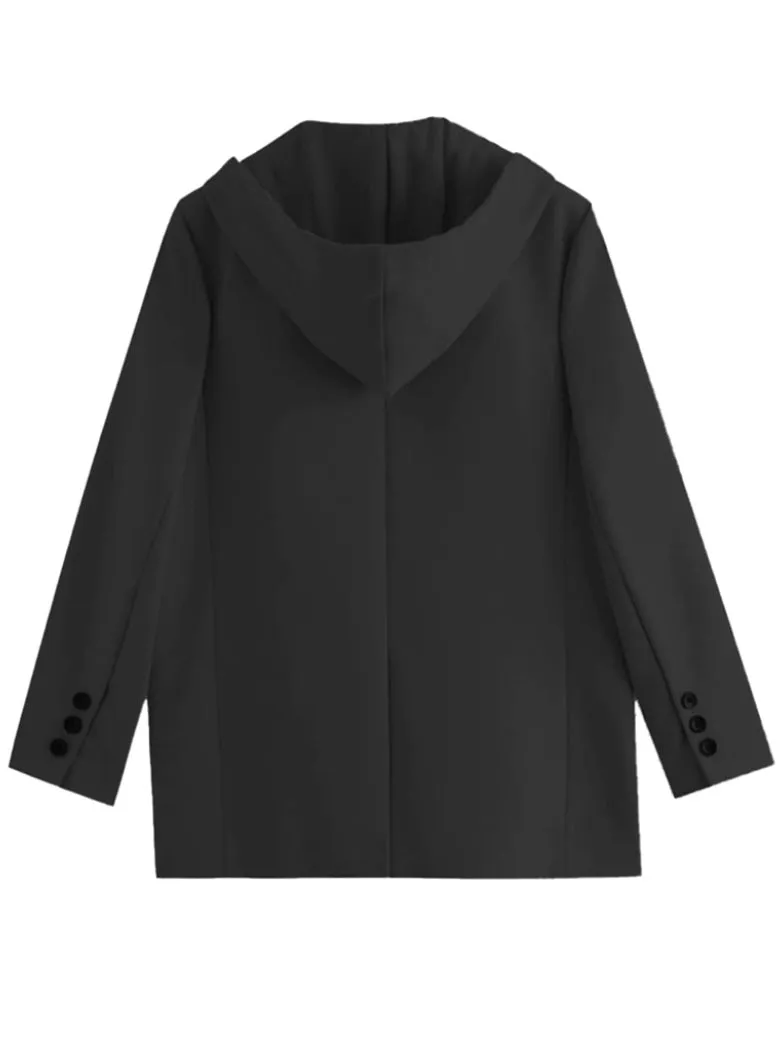 Black hooded blazer
