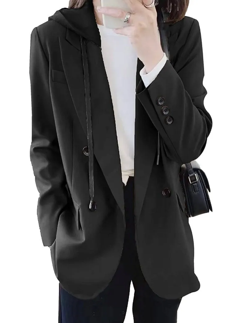 Black hooded blazer