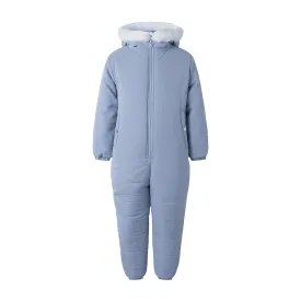 Blue Footless Faux Fur Trim Snowsuit