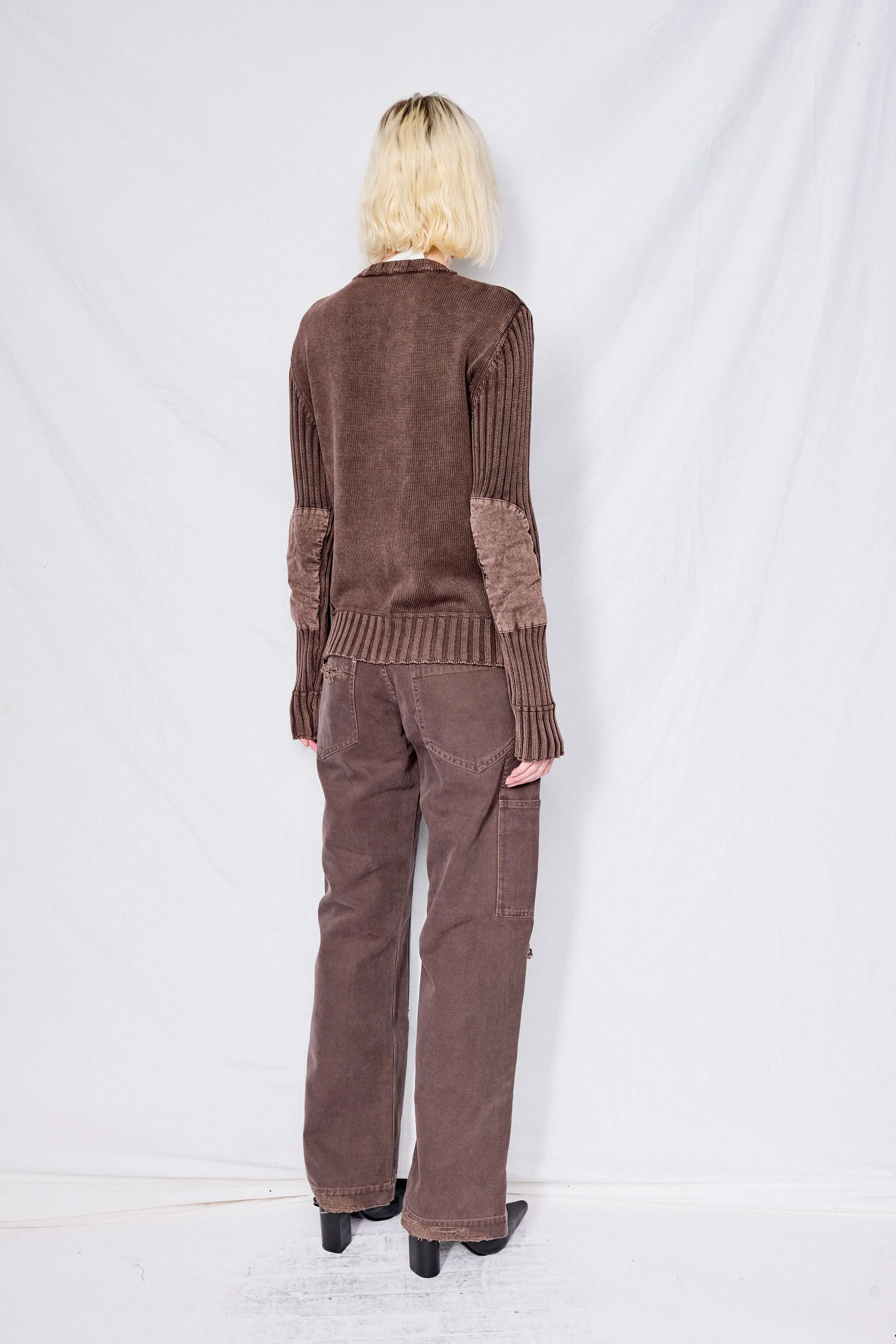 Brown Rib Knit Sweater