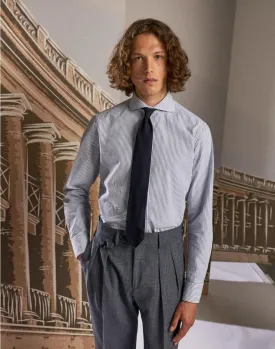 Camicia in cotone seersucker blu e bianca