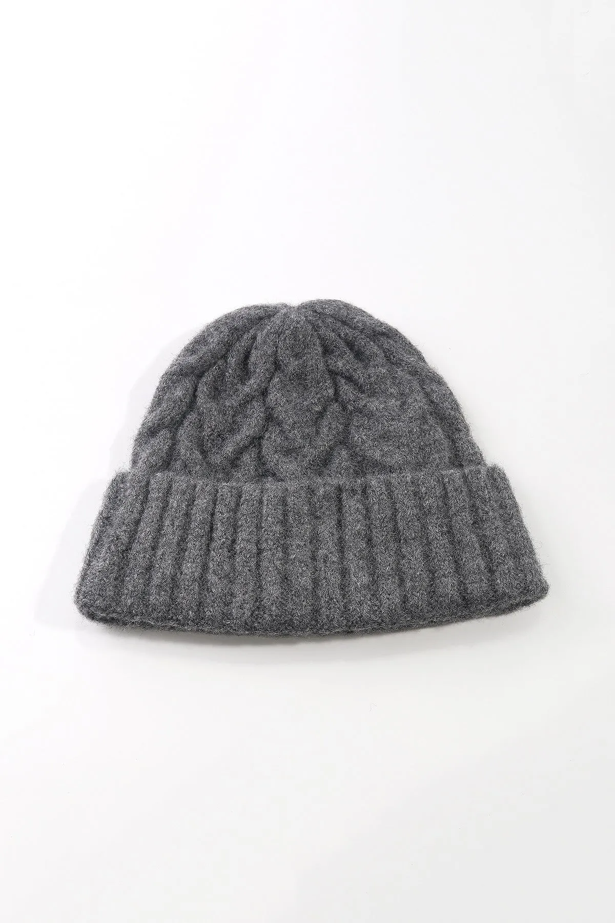 Charcoal Grey Cable Knit Beanie