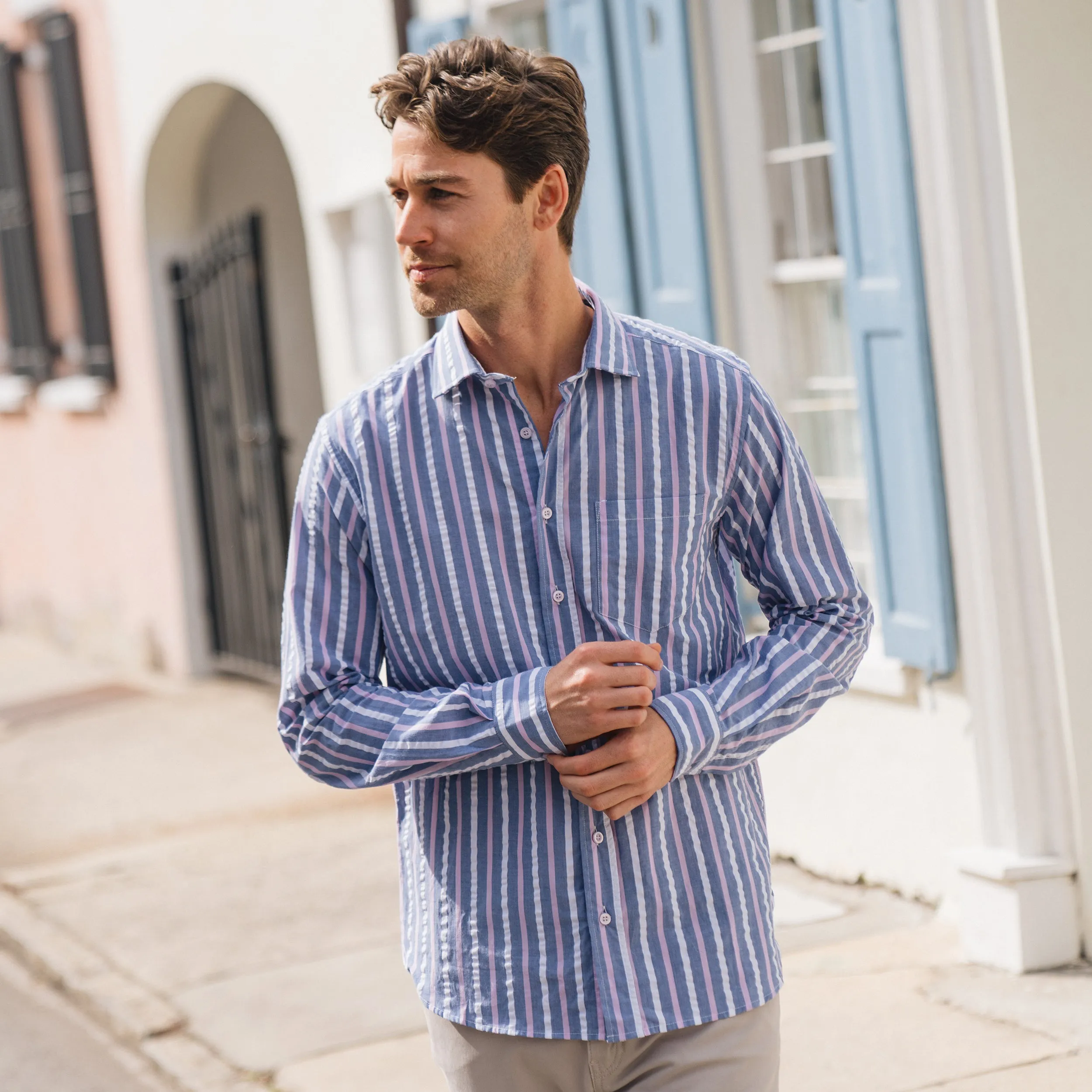 Chartres Indigo Stripe Seersucker