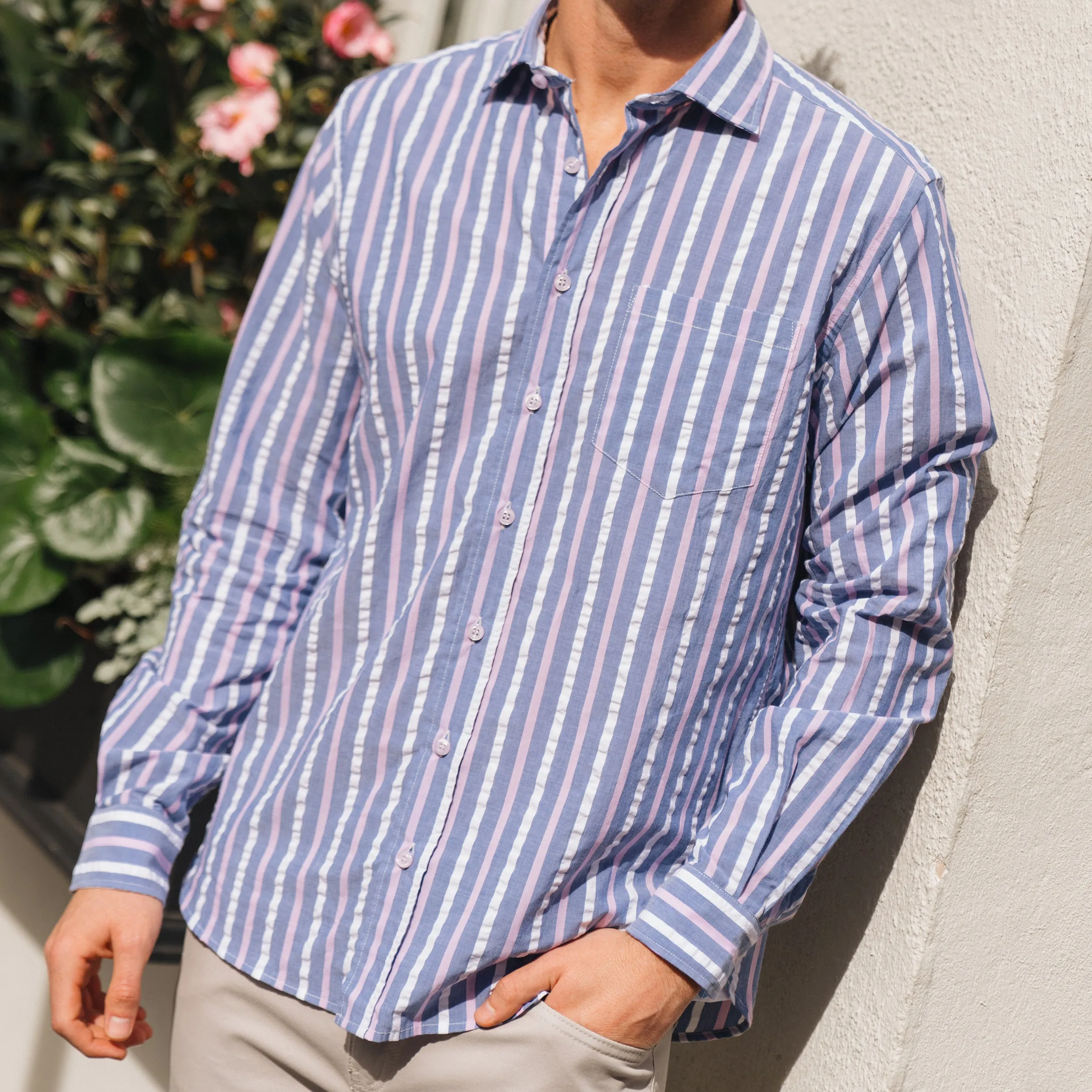 Chartres Indigo Stripe Seersucker