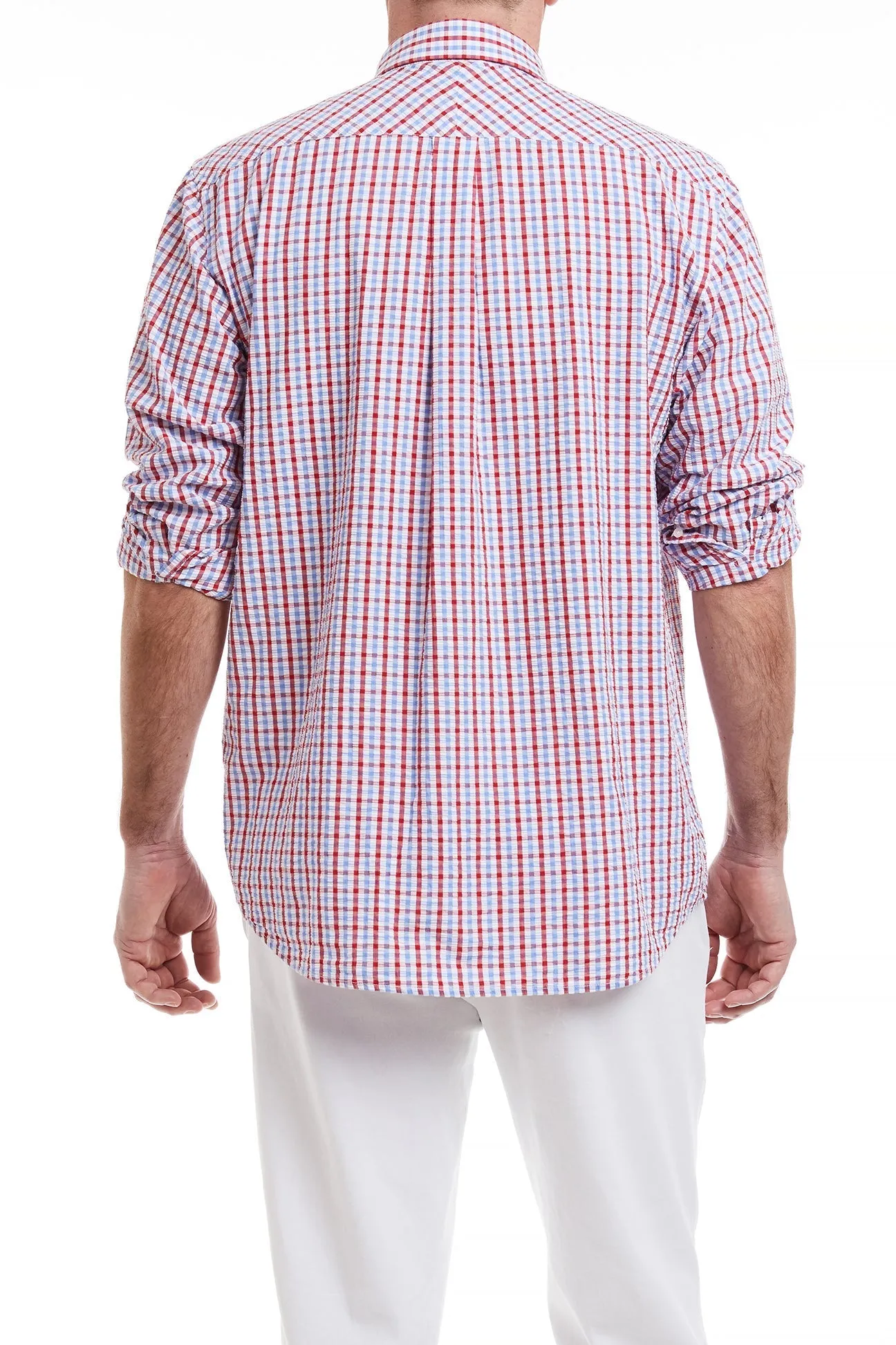Chase Shirt Red White & Blue Seersucker Check