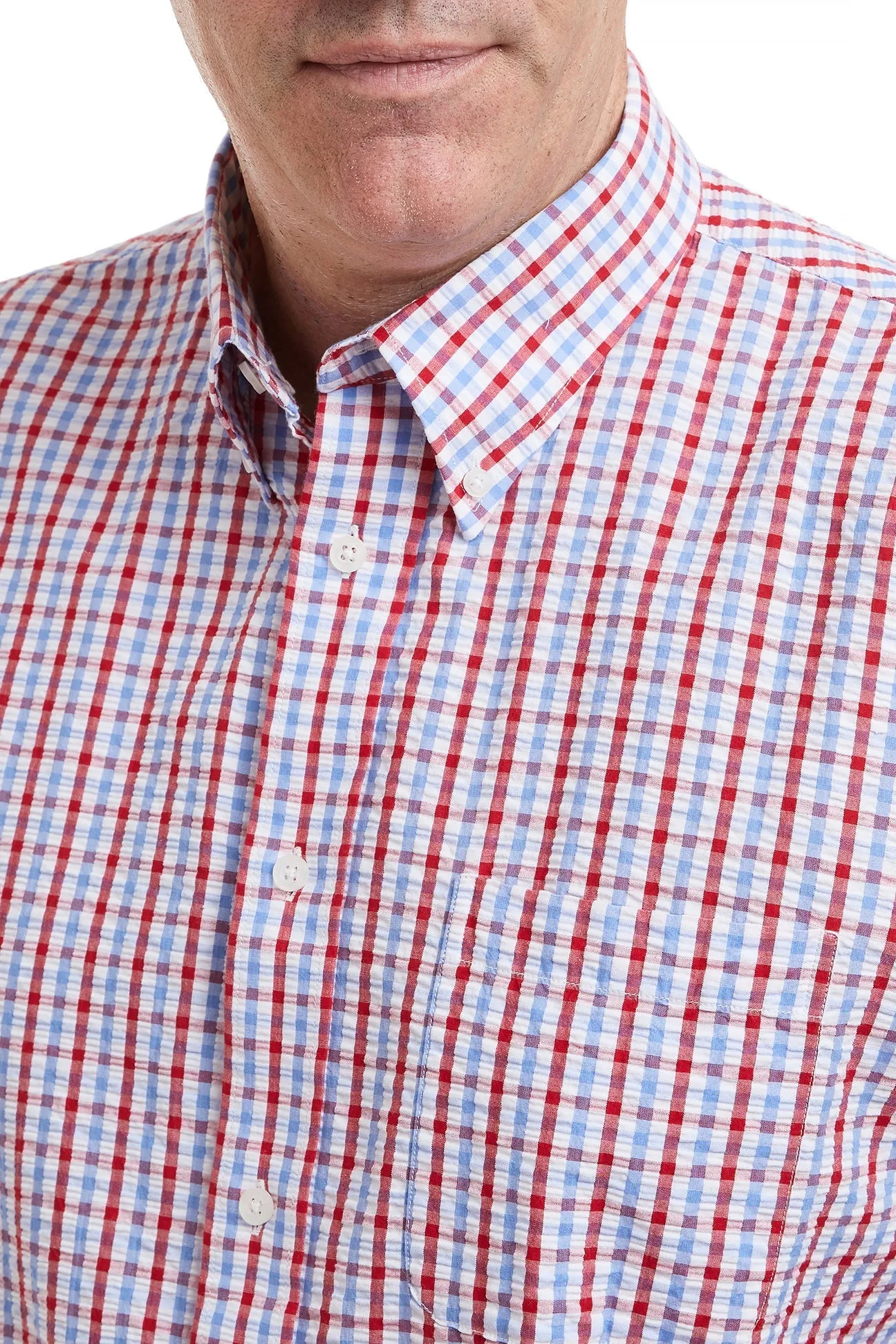 Chase Shirt Red White & Blue Seersucker Check