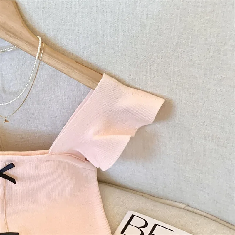 Color Blocking Bow Knitted Camisole