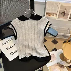 Color Blocking Doll Collar Knitwear