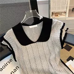 Color Blocking Doll Collar Knitwear