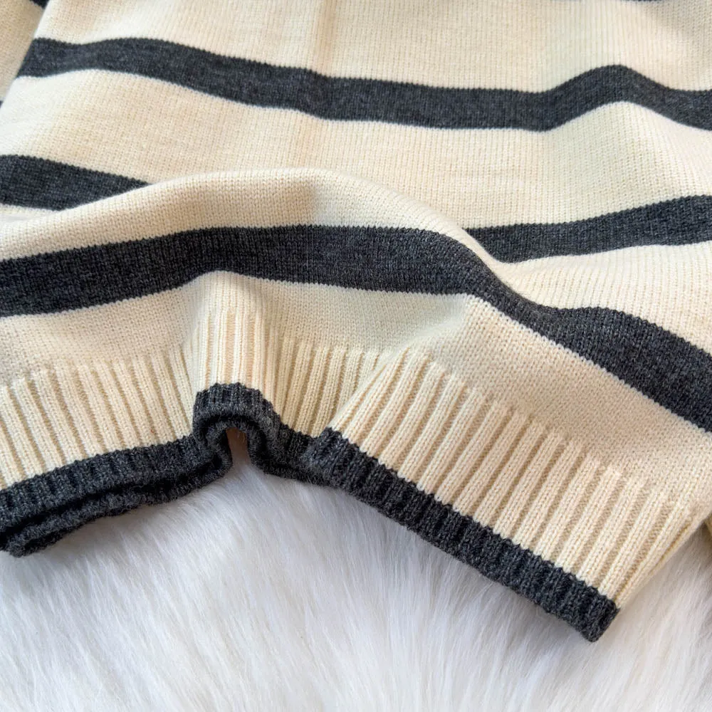 Color Blocking Striped Hooded Sweater