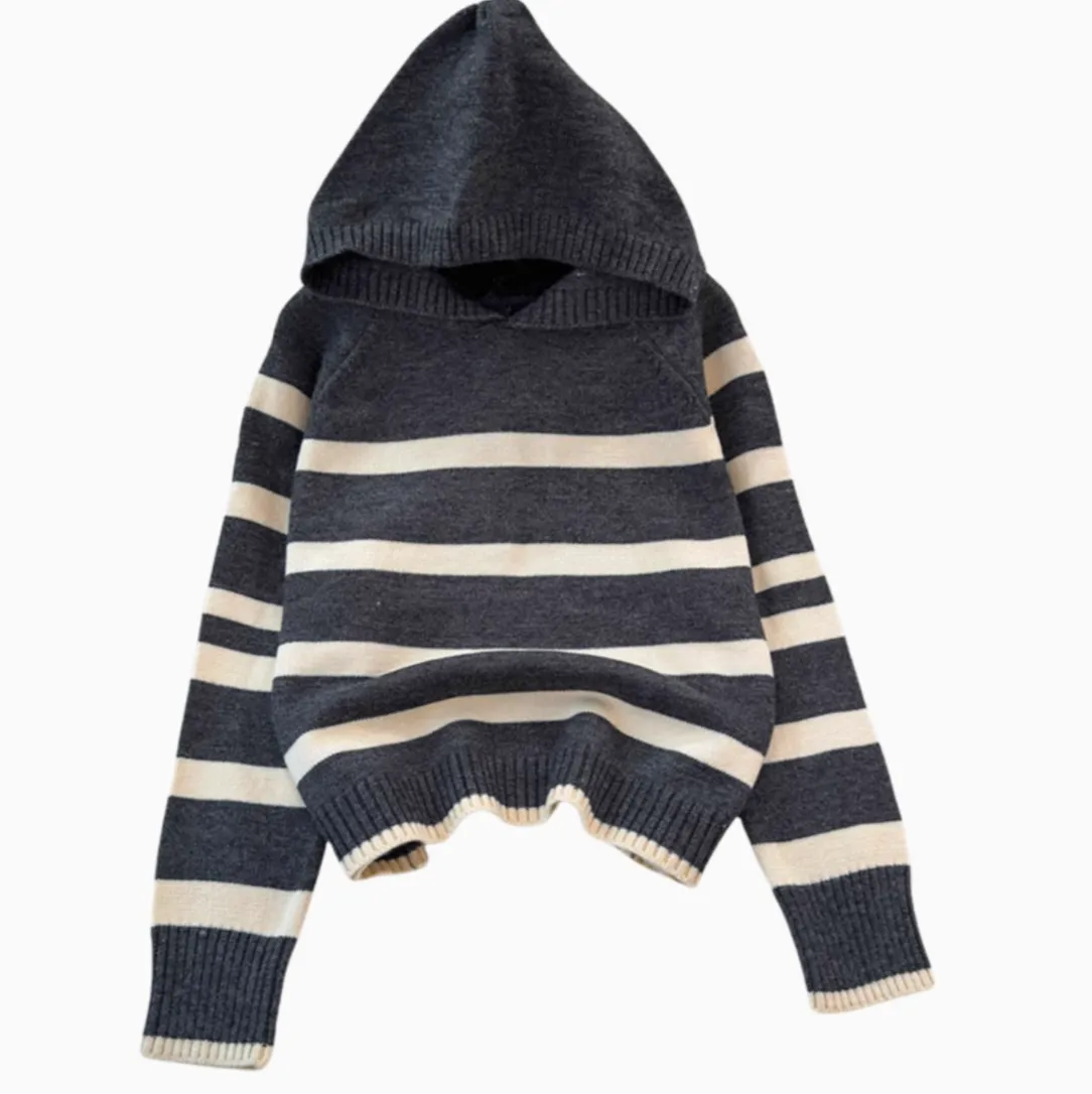 Color Blocking Striped Hooded Sweater