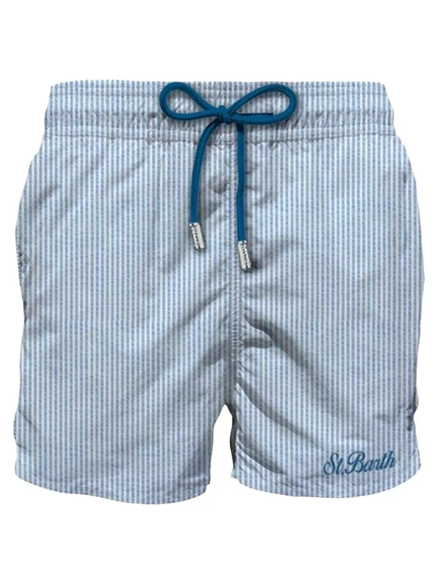 Costume  classico "St. Barth" in Seersucker a righe