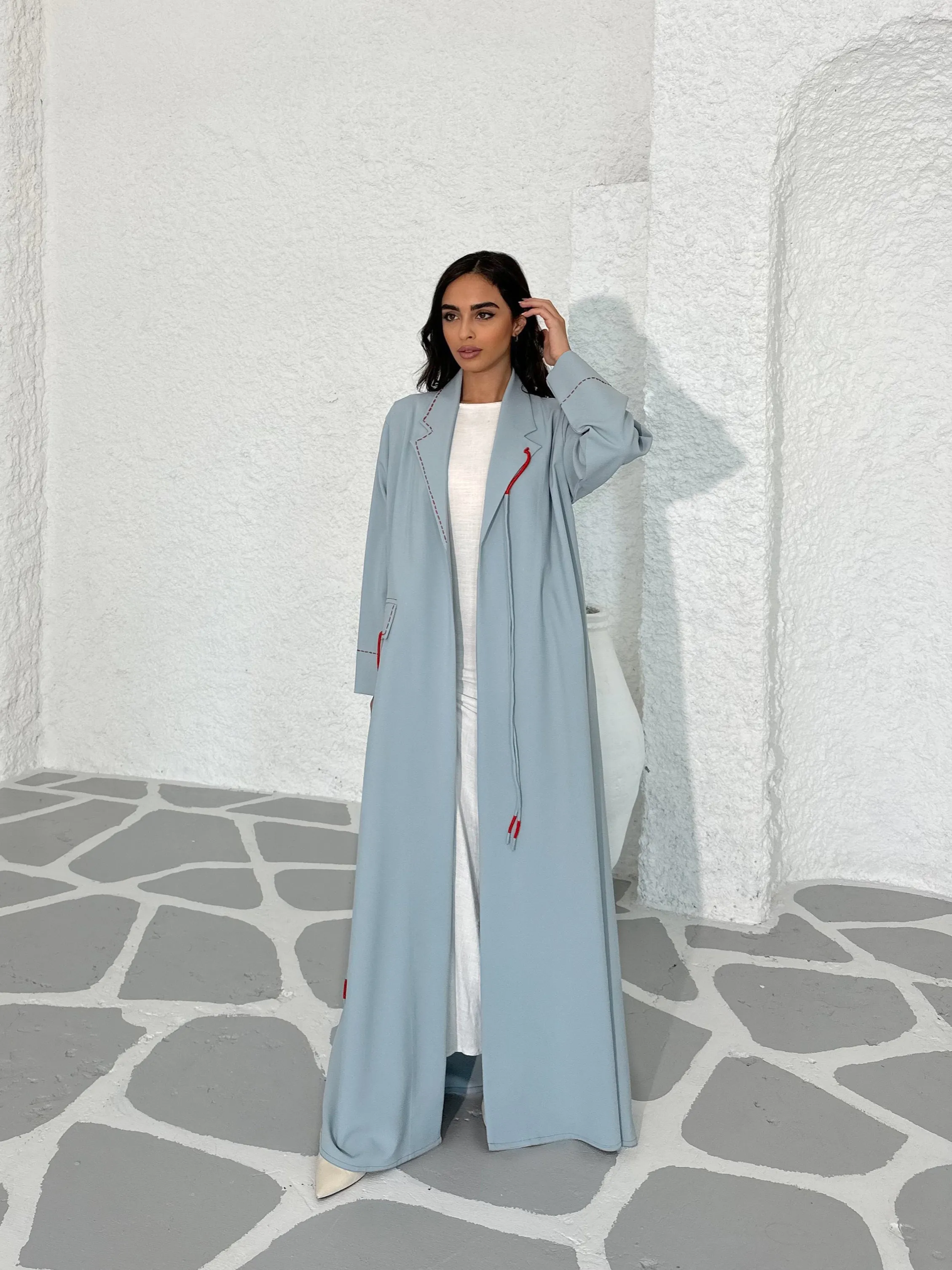 ELEGANT BABY BLUE BLAZER ABAYA #396