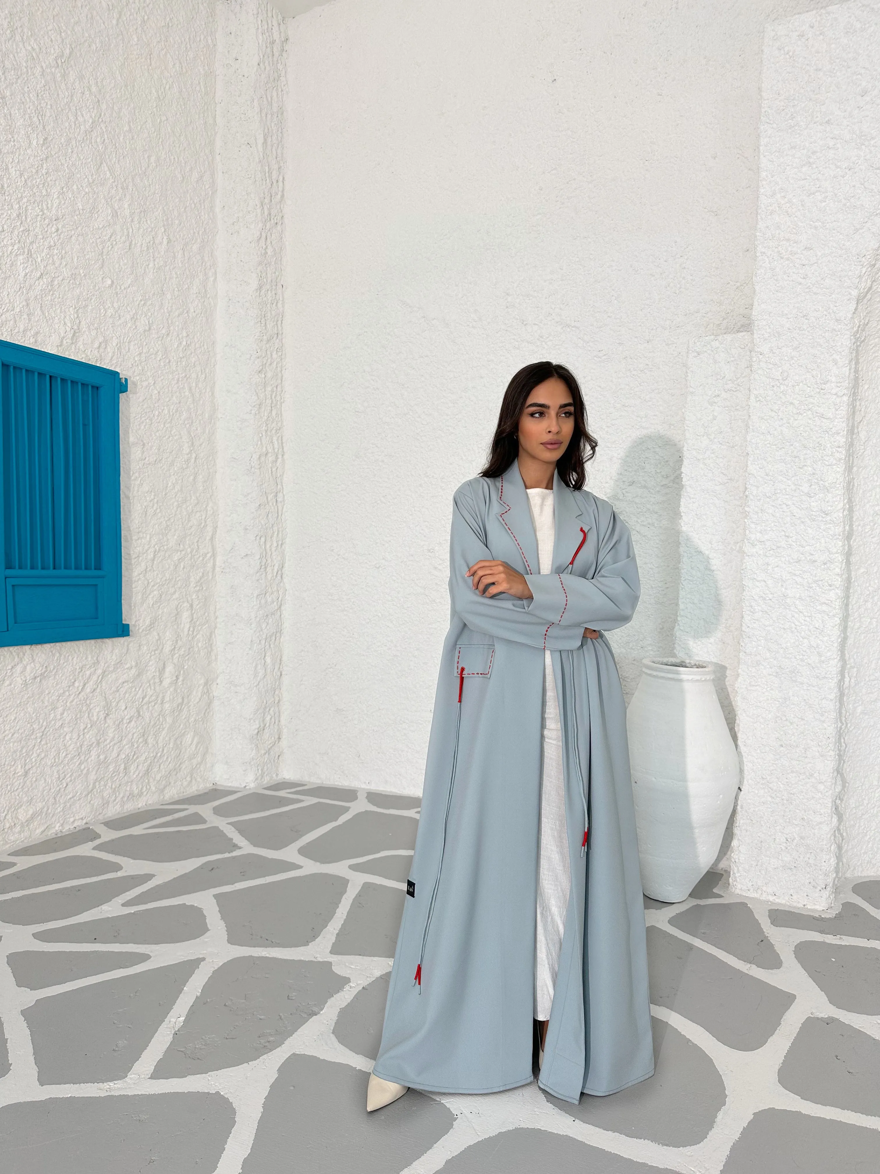 ELEGANT BABY BLUE BLAZER ABAYA #396