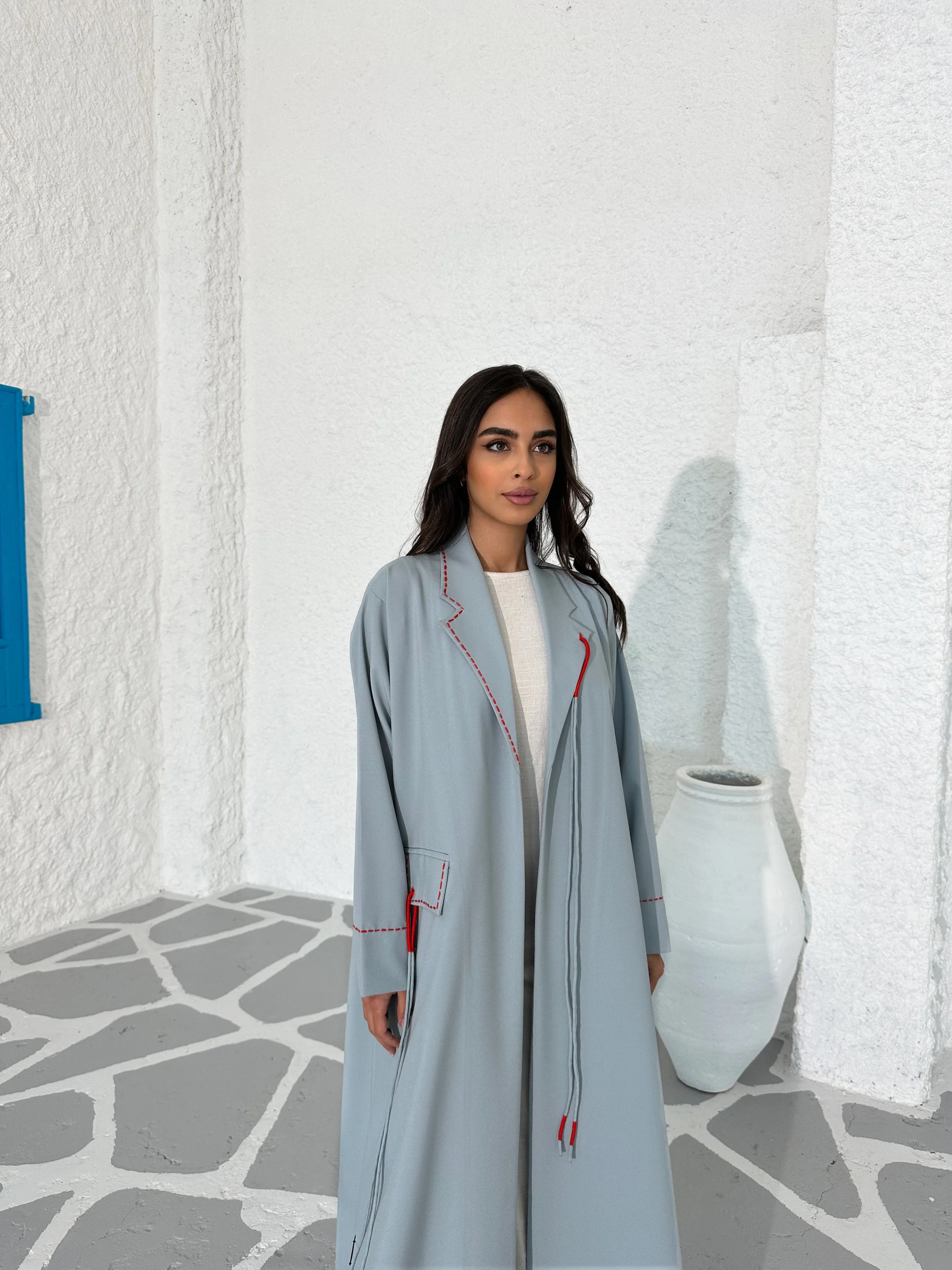 ELEGANT BABY BLUE BLAZER ABAYA #396