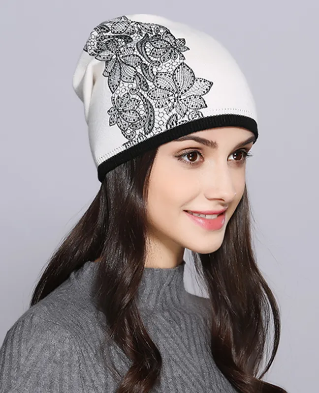 Elegant Flower knitted Beanie