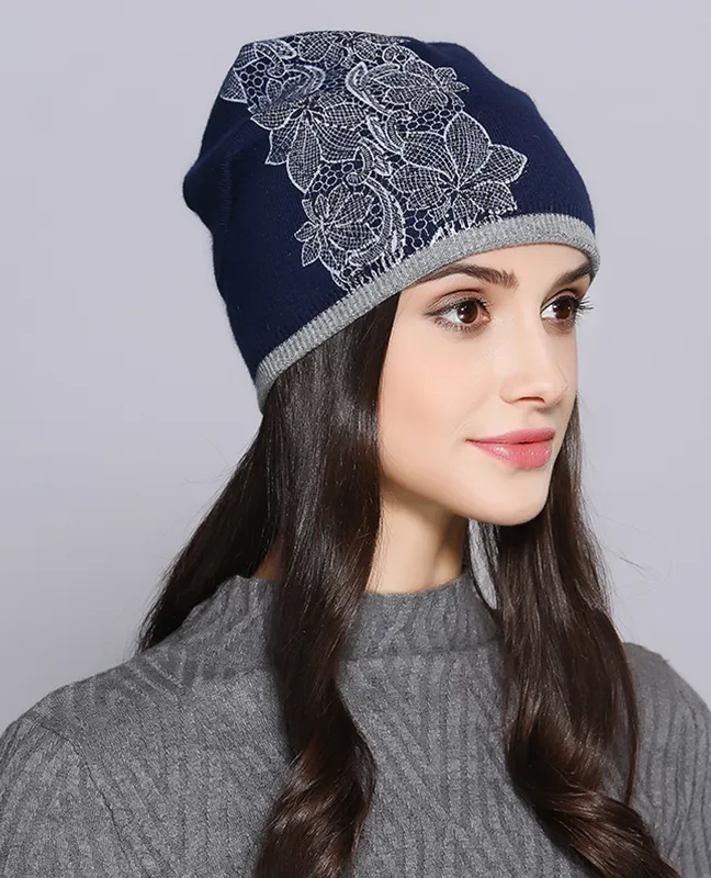 Elegant Flower knitted Beanie