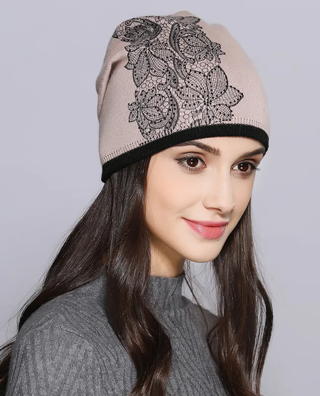 Elegant Flower knitted Beanie