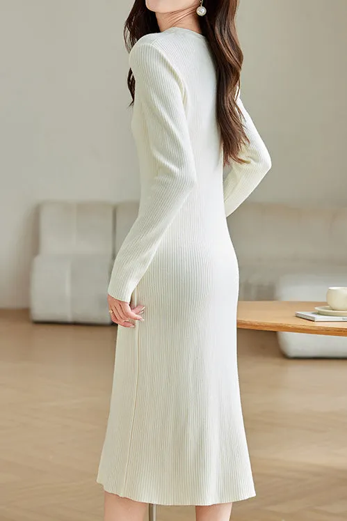 Elegant Square Neck Knit Dress