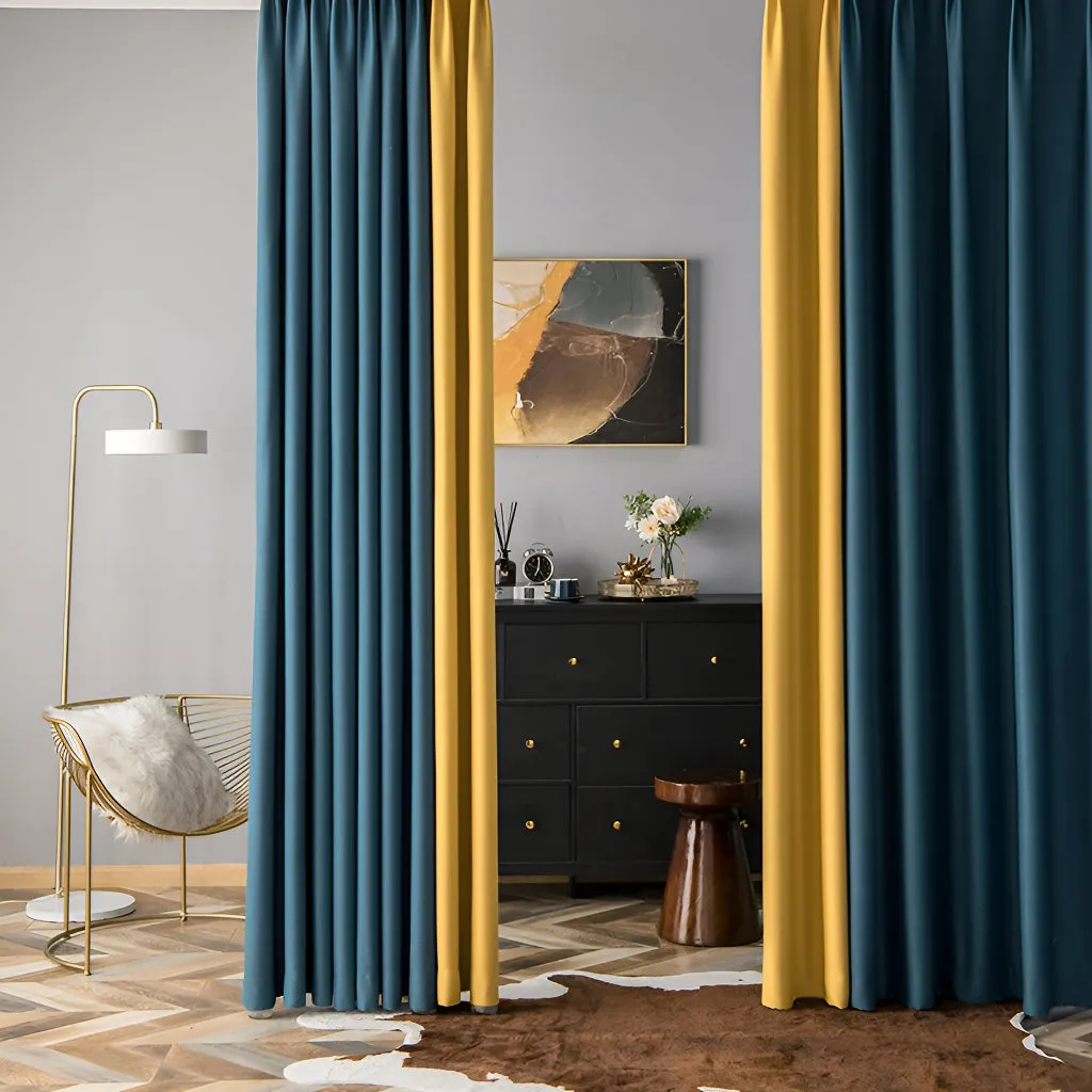 Elisa Color Blocking Thermal Blackout Custom Curtain