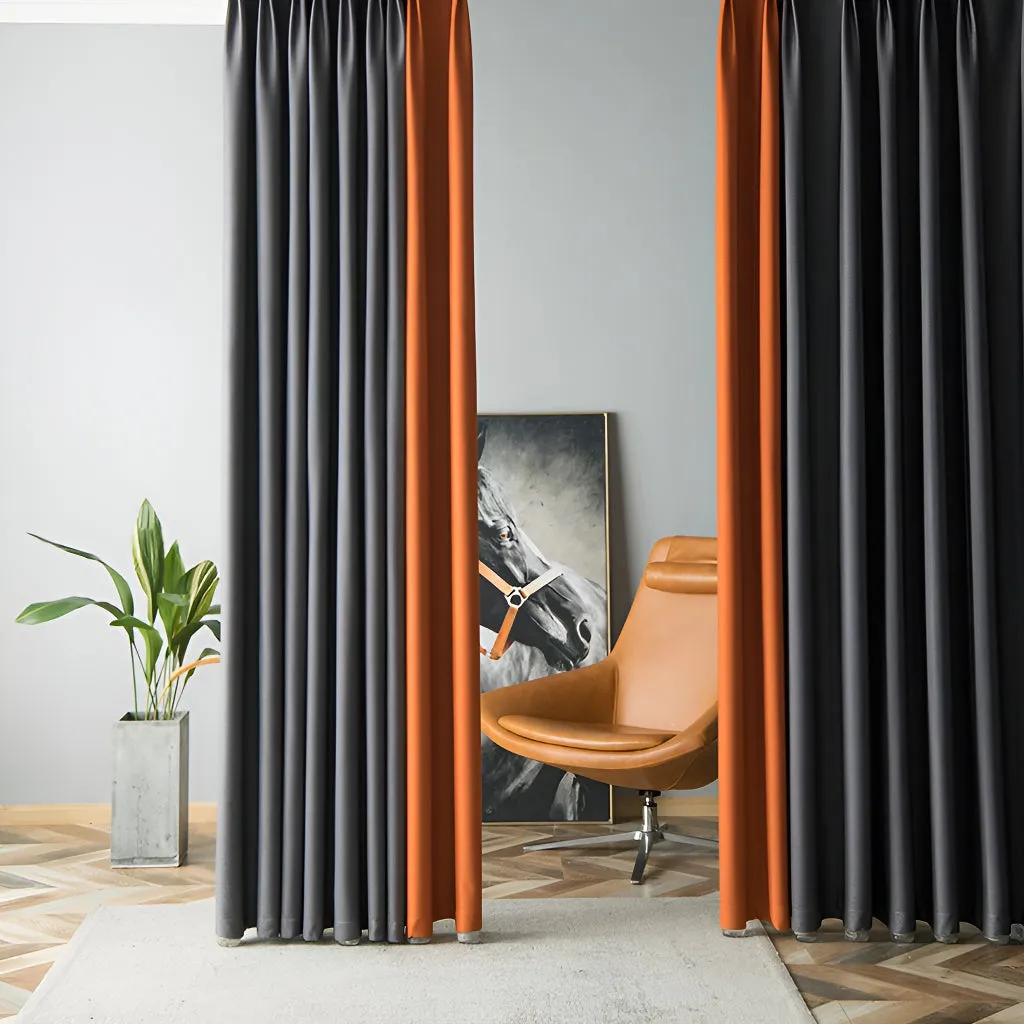 Elisa Color Blocking Thermal Blackout Custom Curtain
