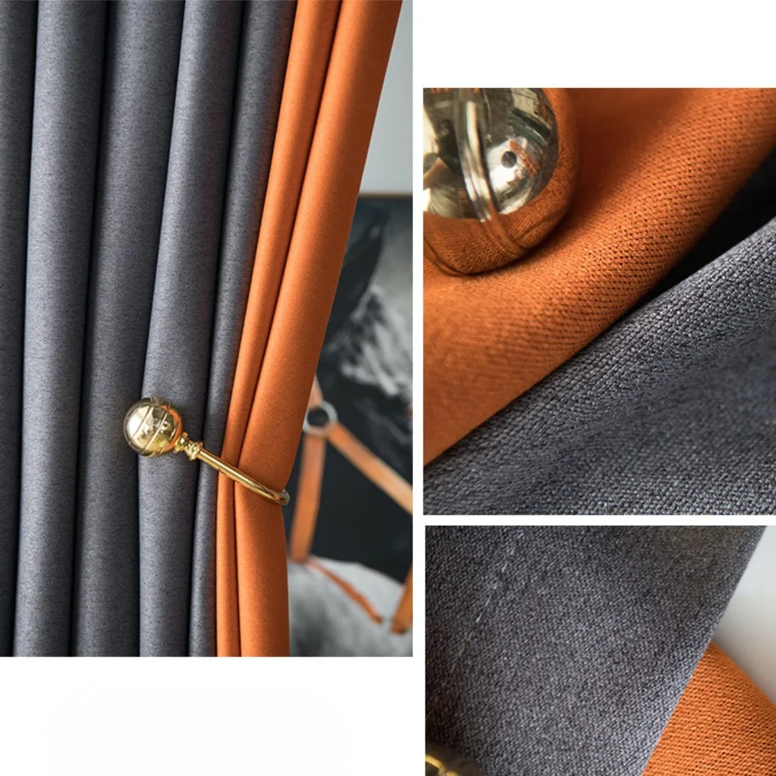 Elisa Color Blocking Thermal Blackout Custom Curtain