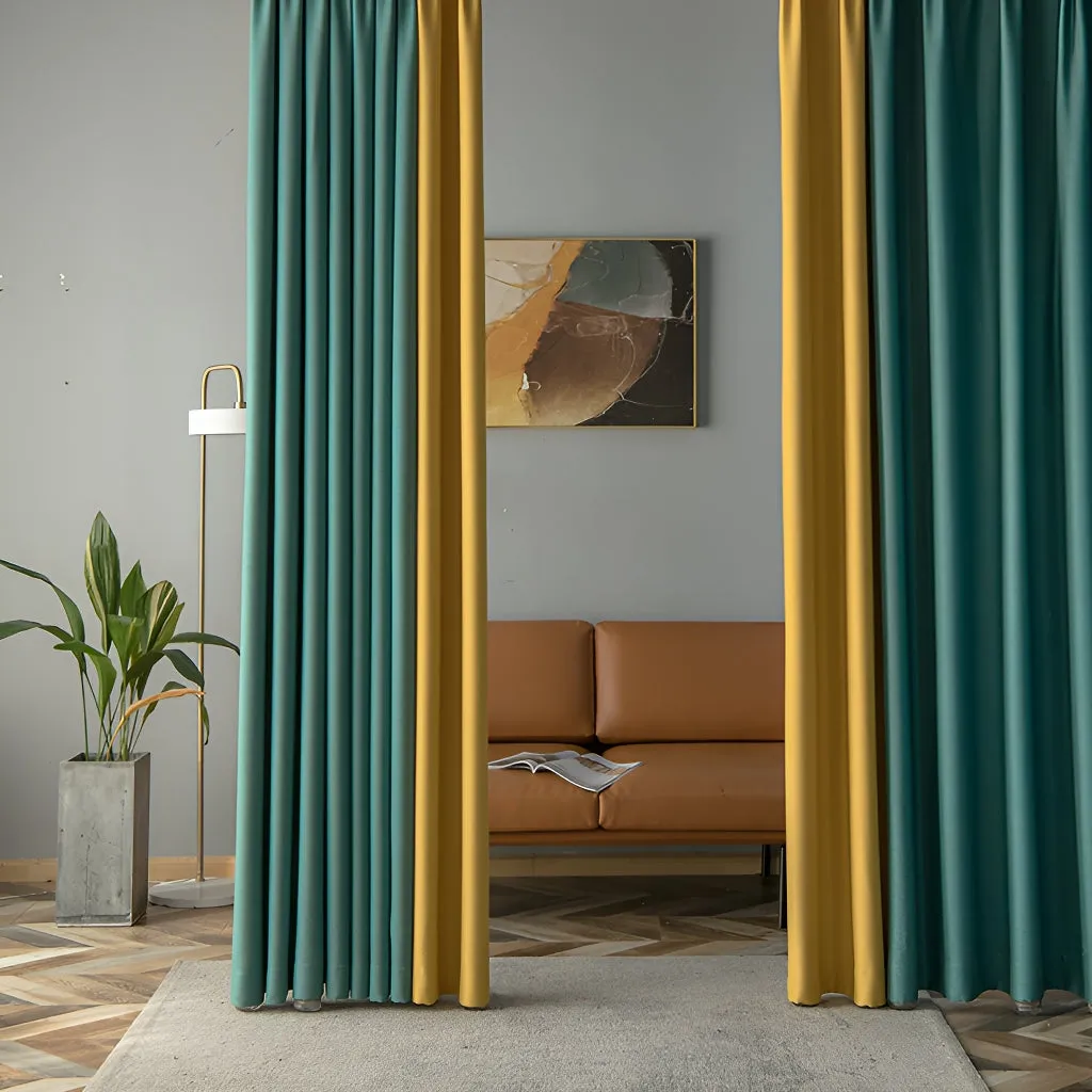 Elisa Color Blocking Thermal Blackout Custom Curtain