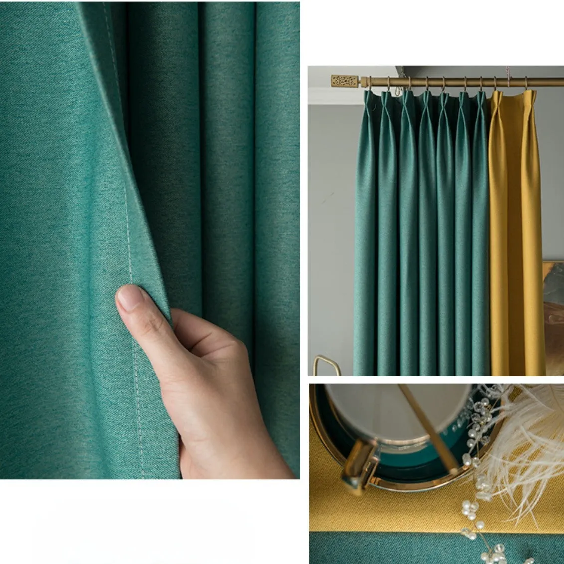 Elisa Color Blocking Thermal Blackout Custom Curtain