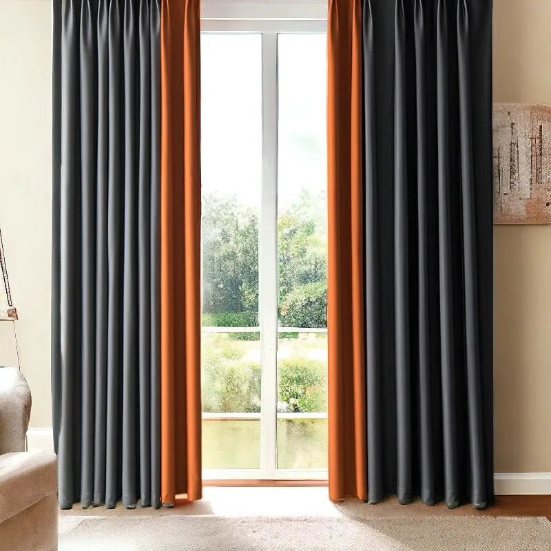 Elisa Color Blocking Thermal Blackout Custom Curtain