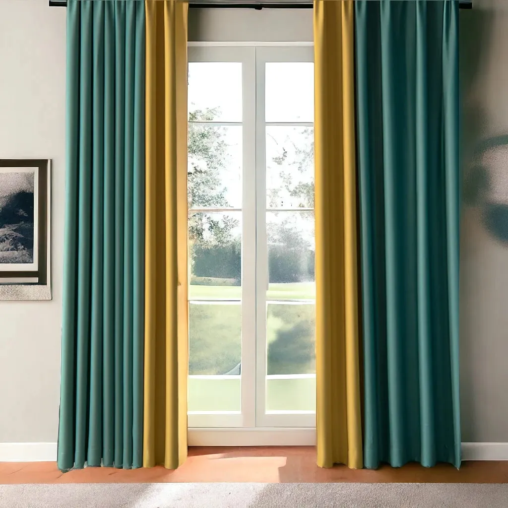 Elisa Color Blocking Thermal Blackout Custom Curtain