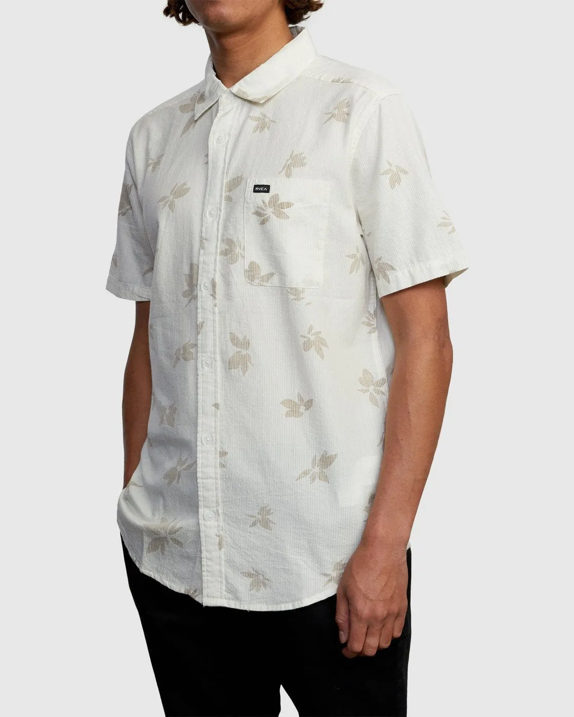 Endless Seersucker Print Short Sleeve Shirt - Antique White
