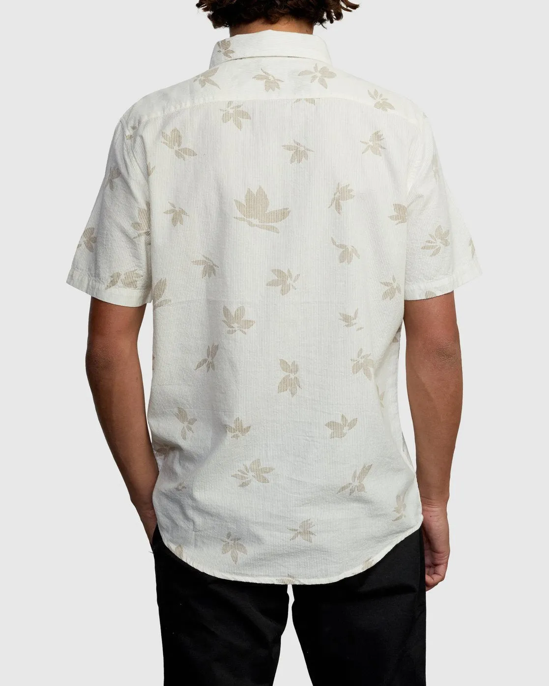Endless Seersucker Print Short Sleeve Shirt - Antique White