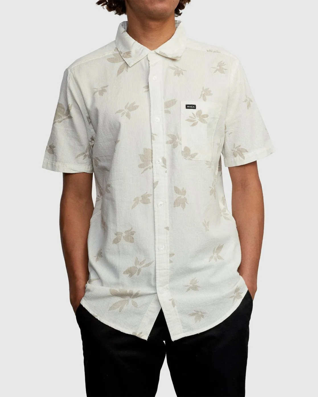 Endless Seersucker Print Short Sleeve Shirt - Antique White