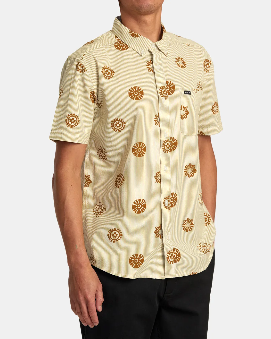 Endless Seersucker Short Sleeve Woven Shirt - Gold