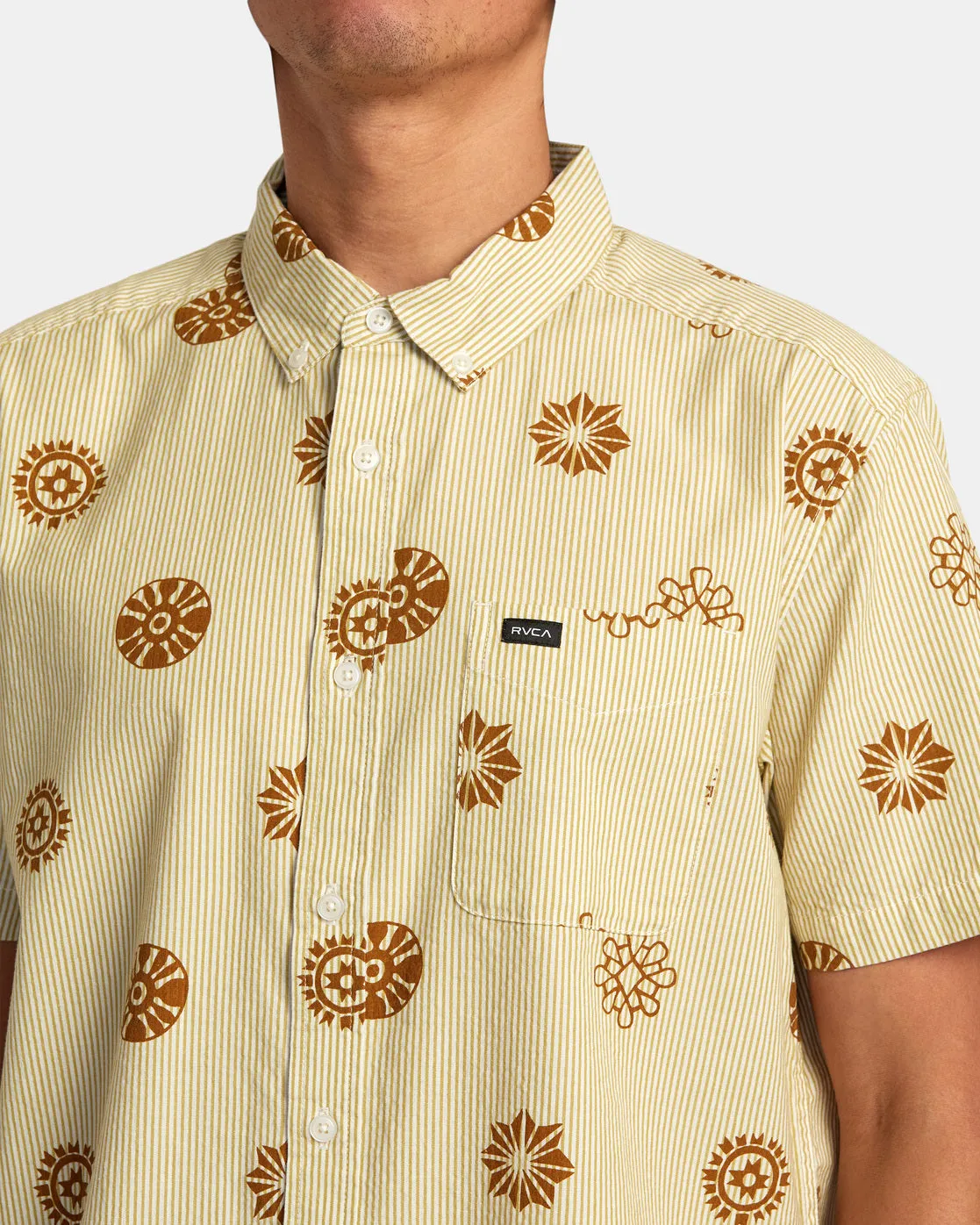 Endless Seersucker Short Sleeve Woven Shirt - Gold