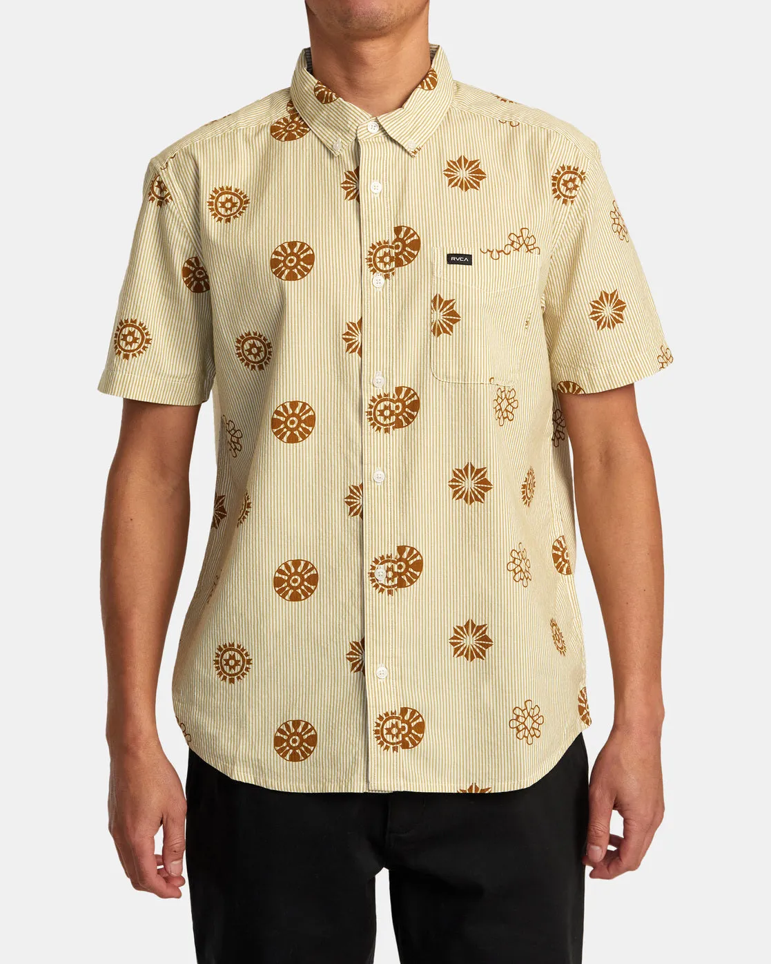 Endless Seersucker Short Sleeve Woven Shirt - Gold