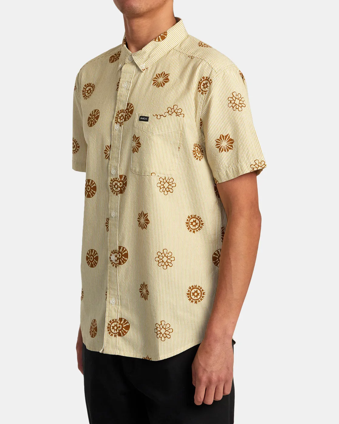 Endless Seersucker Short Sleeve Woven Shirt - Gold