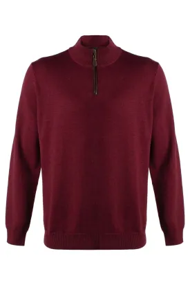 Extra Fine 'Zegna Baruffa' Merino Wool Quarter-Zip Sweater in Port by Viyella