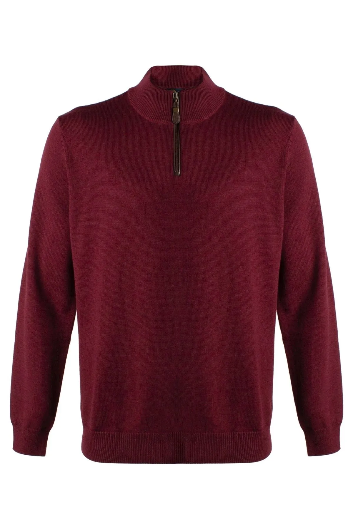 Extra Fine 'Zegna Baruffa' Merino Wool Quarter-Zip Sweater in Port by Viyella
