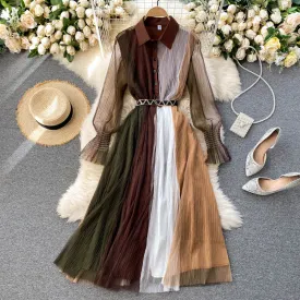 Fairy Color Blocking Mesh Dress