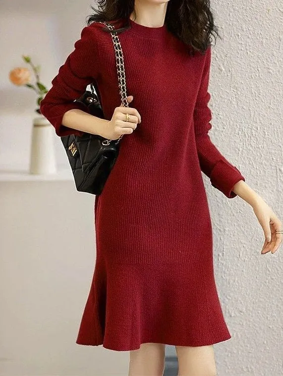 Fall Cutie Skater Mini Knit Dress