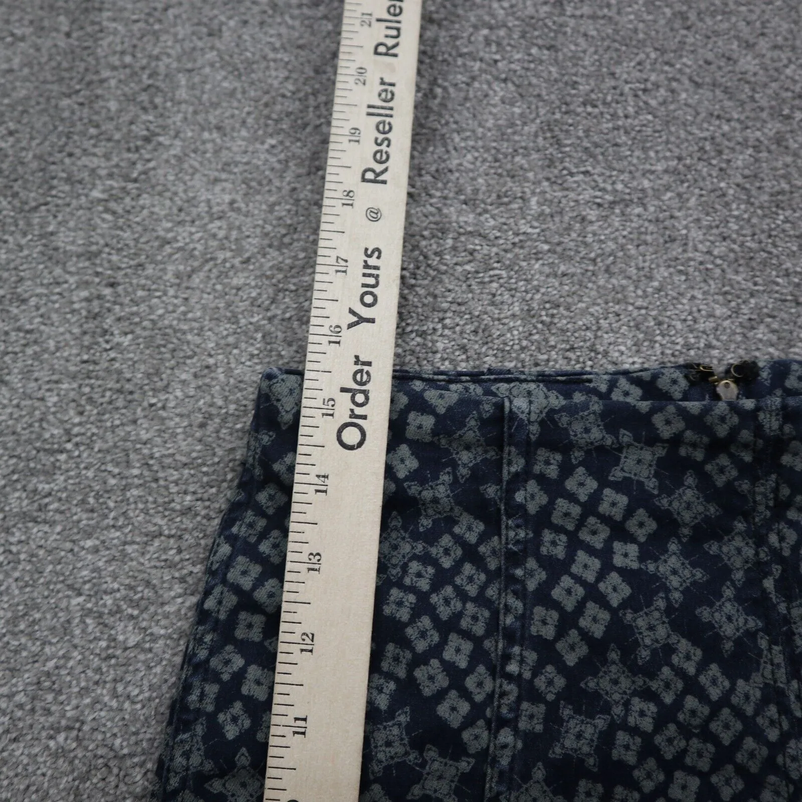 Free People Womens Geometric Straight & Pencil Skirt Back Zip Blue Gray Size 2